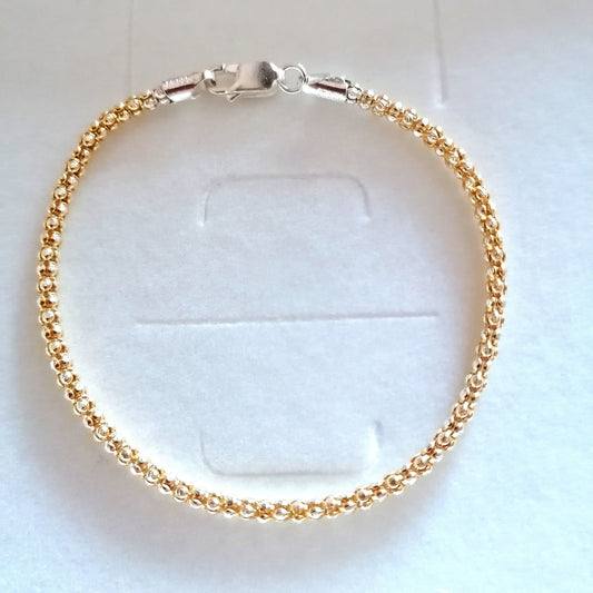 Armband Himbeerkette 925 Silber vergoldet zweifarbig 19cm