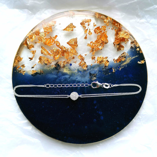 925 Silberarmband mit Zirkonias 16cm+3,5cm Verlängerung