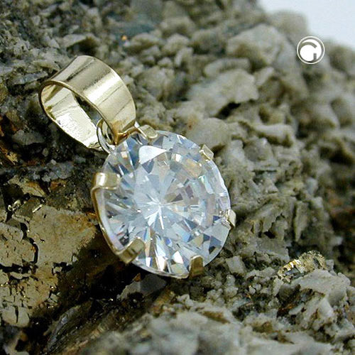 ANHÄNGER 8MM ZIRKONIA 9KT GOLD