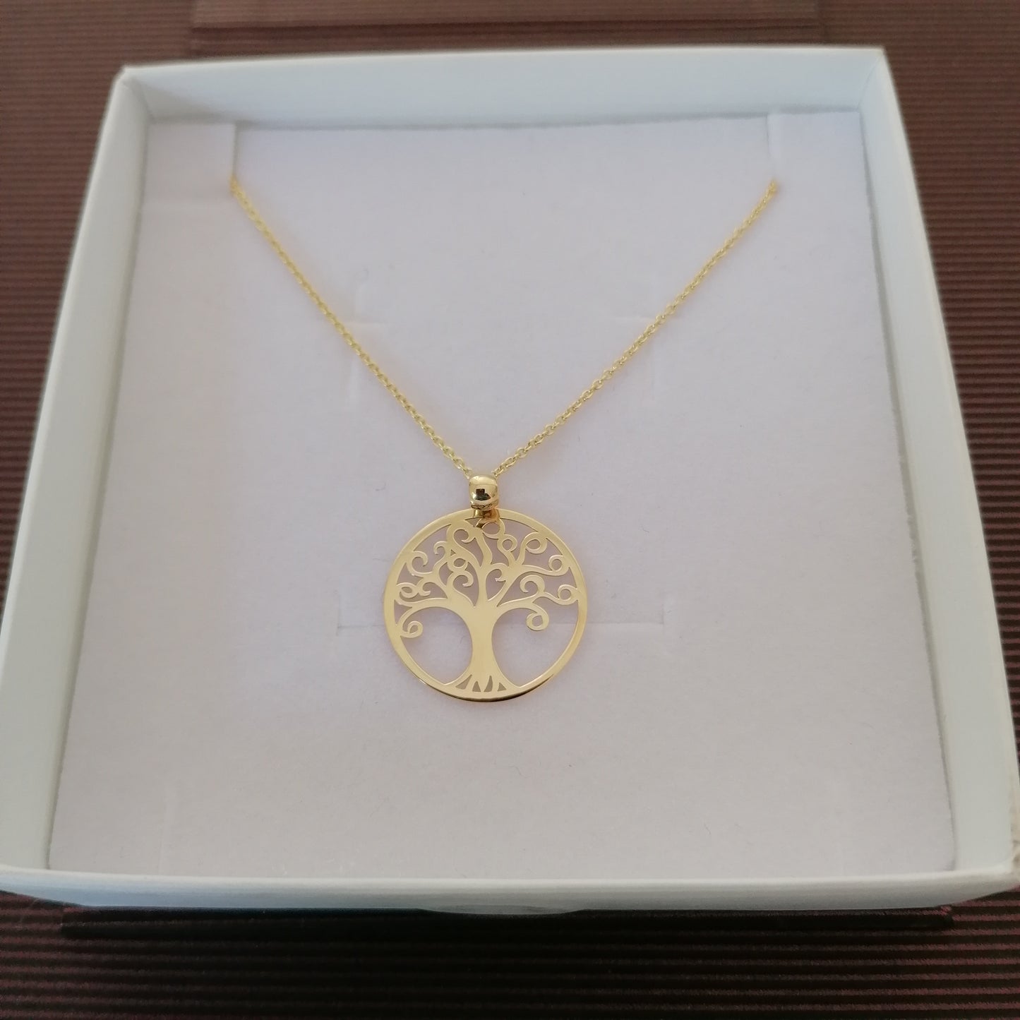 1,1mm Ankerkette in 375er Gold mit 375er Goldanhänger Baum des Lebens